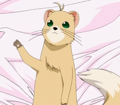 a cartoon drawing of a small animal waving