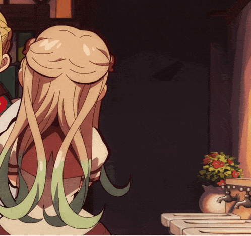 a drawing of a girl with long hair and green streaks