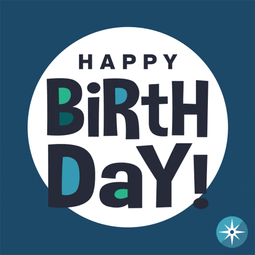 a blue background with the words happy birth day