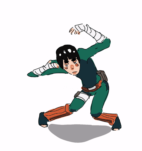 a cartoon drawing of a man in a green and red outfit