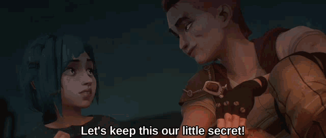 a couple of cartoon characters talking with the words let 's keep this our little secret