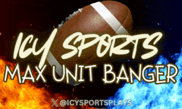 an advertisement for icy sports max unit banger with a football in the background