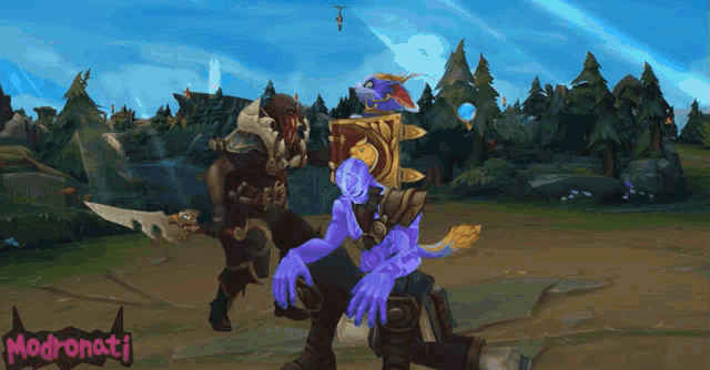a video game scene with the name modronati on the bottom left
