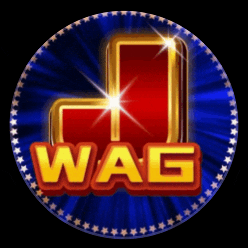 a blue circle with the word wag in yellow letters