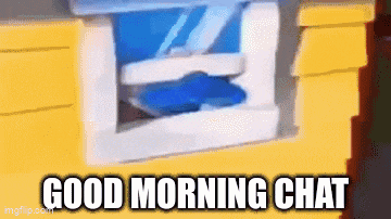 a cartoon drawing of a house with the words `` good morning chat '' written on it .