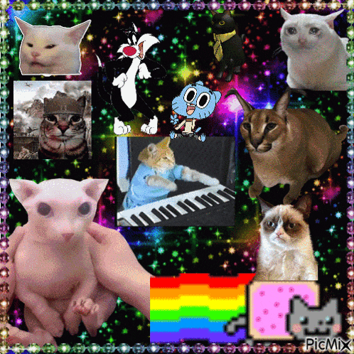 a collage of cats including sylvester the cat and gumball