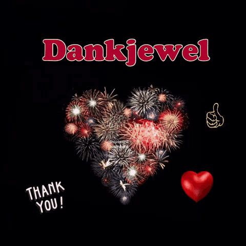 a heart made of fireworks with the words dankjewel thank you
