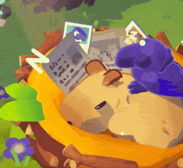 a cartoon drawing of a bird sitting in a nest
