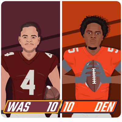 a cartoon of two football players with the words was 10 10 den