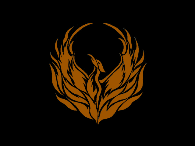 a drawing of a phoenix on a dark background