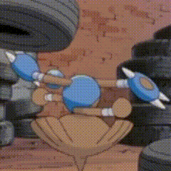 a cartoon character is lifting a dumbbell .