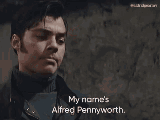 a man is talking about his name being alfred pennyworth