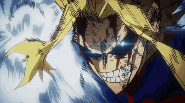 a drawing of all might from my hero academia with blood on his face
