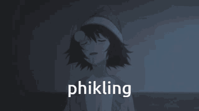 a picture of a girl wearing a santa hat with the word phikling on the bottom