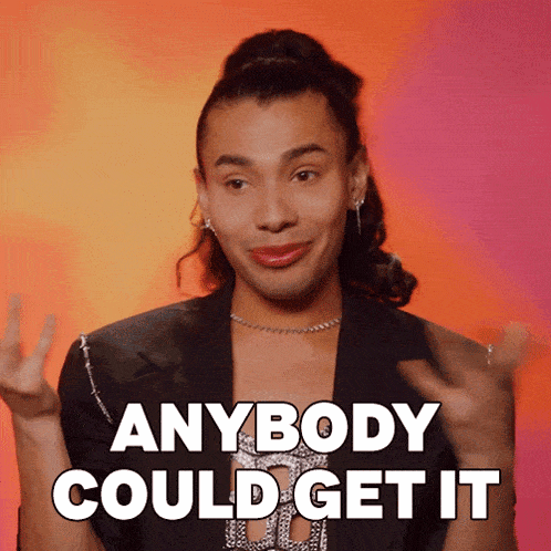 a man says " anybody could get it " in front of a pink background