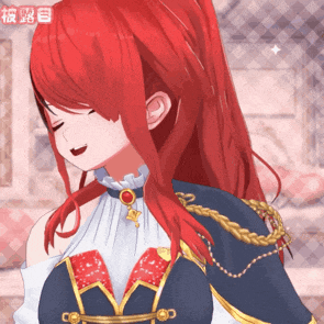 a girl with red hair is wearing a necklace with a star on it