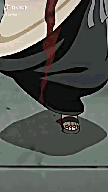 a cartoon of a person with blood coming out of their foot .