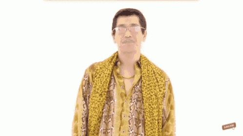 a man wearing a leopard print shirt and scarf has a subscribe button on the bottom