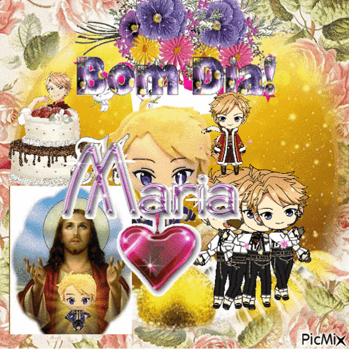 a picture of maria with jesus and a heart