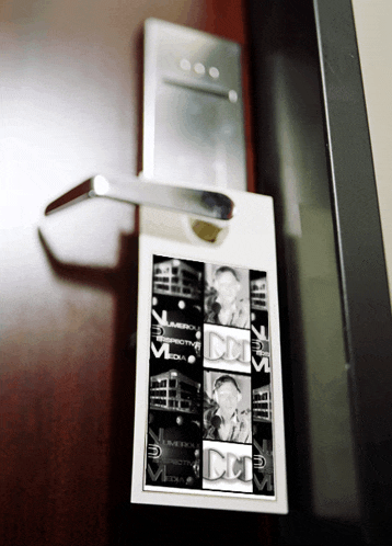 a door with a door hanger that says cct on it