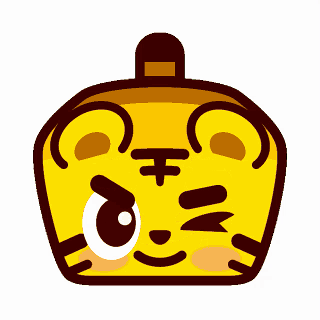 a cartoon drawing of a tiger with a smiley face