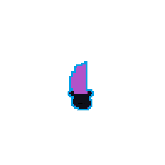 a pixel art drawing of a purple and blue object