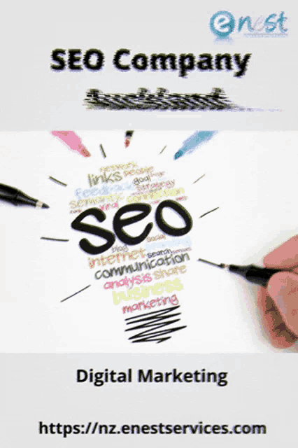 an advertisement for a seo company shows a light bulb