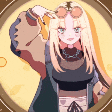 a drawing of a girl with blonde hair wearing sunglasses