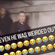 two men are standing next to each other with the words even he was weirded out