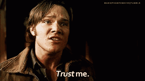 a man says " trust me " in a dark room