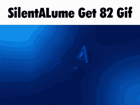 a playstation logo on a blue background with the words silentalume get 82 gif below it