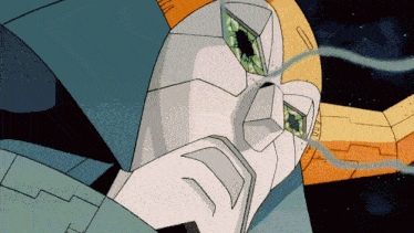 a cartoon drawing of a robot with a hole in its head