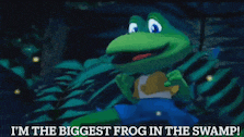 a frog with the words i 'm the biggest frog in the swamp above it