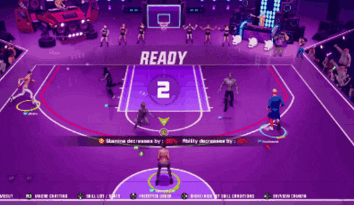 a purple basketball court with the number 2 in the center