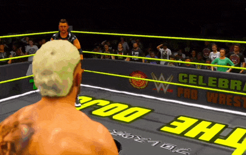 a wrestling ring with a sign that says celebra pro wrestling on it