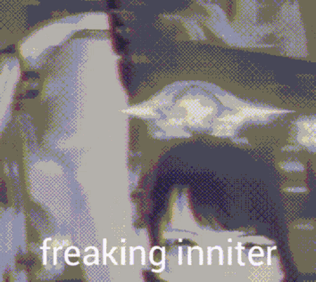 a pixelated image of a person with the words freaking innier on the bottom
