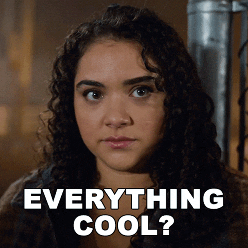 a woman with curly hair and the words everything cool