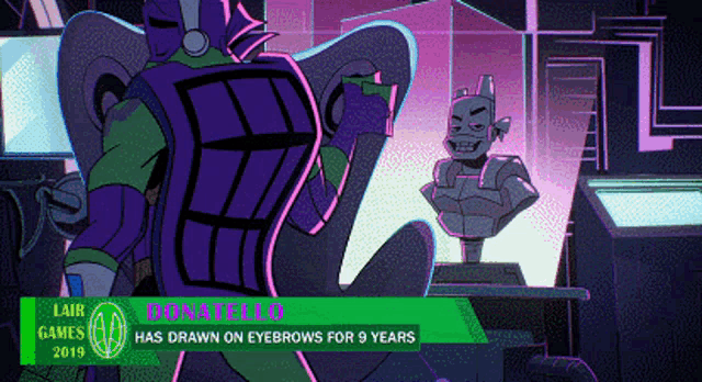 donatello has drawn on eyebrows for 9 years in this cartoon