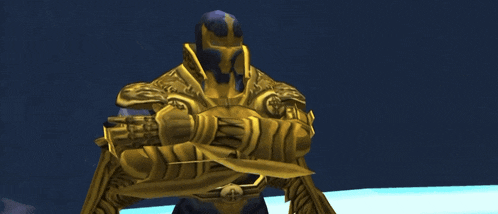 a video game character is holding a sword in his hands