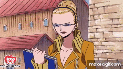 a cartoon of a woman holding a book with make a gif.com in the lower right corner