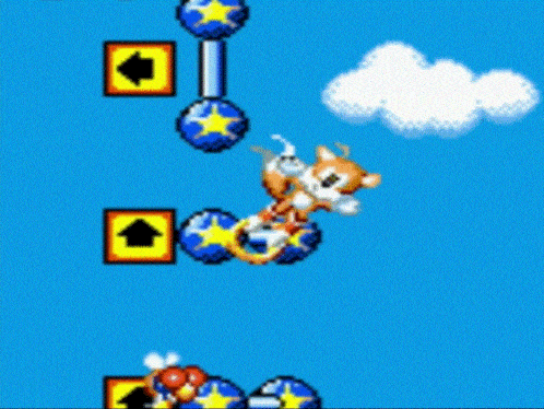 a video game shows a dog flying through the air with balloons