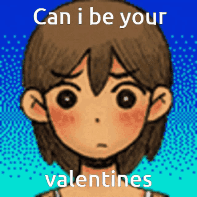 a cartoon of a girl with the words " can i be your valentines "