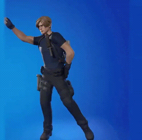 a man is dancing in front of a blue background in a video game .