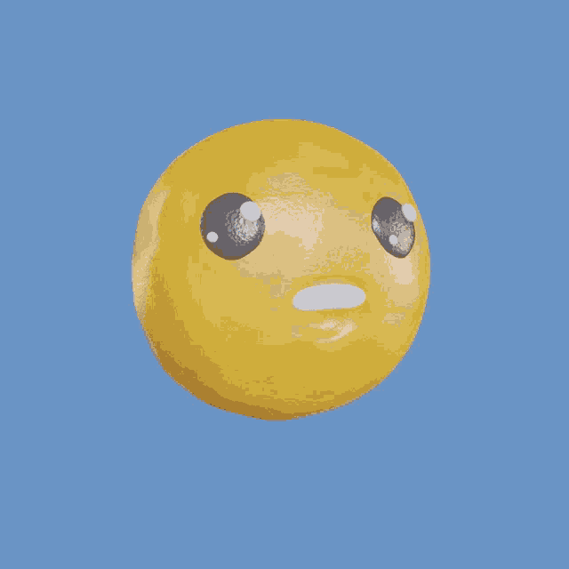 a yellow smiley face with black eyes and a white mouth