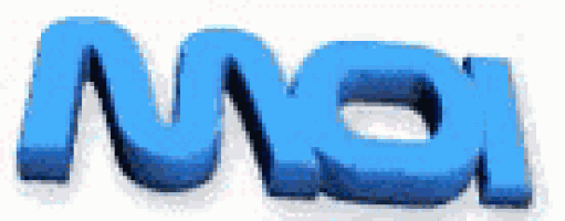 a blue letter m is on a white background .