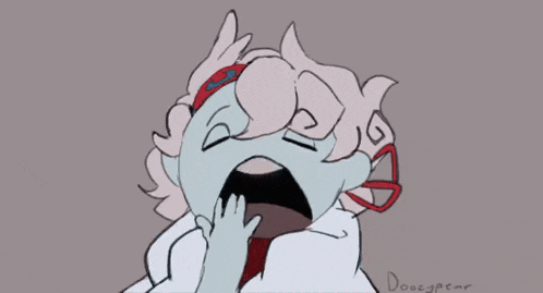 a cartoon of a person yawning with their mouth wide open .