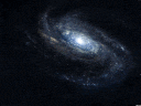 a spiral galaxy with a white center in the middle
