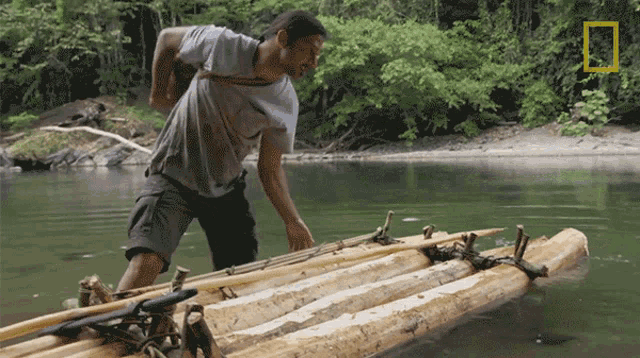 Wooden Raft Hazen Audel GIF - Wooden Raft Hazen Audel Primal Survivor GIFs