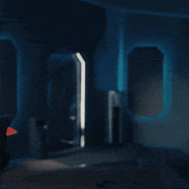 a blurry photo of a man and woman holding hands in a dark room