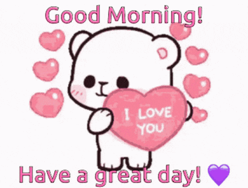 a teddy bear is holding a heart that says `` i love you '' surrounded by pink hearts .